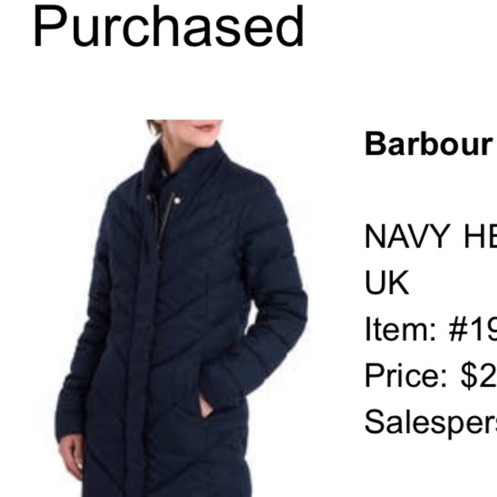 NWOT Barbour Barmack Chevron Quilted Coat - Navy - Picture 5 of 5